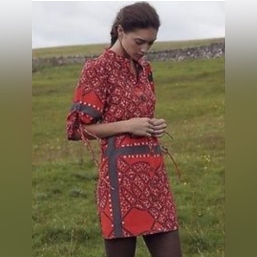 Anthropologie Moulinette Soeurs 100% Silk Maeshowe Boho Festival Dress‎ Size 6